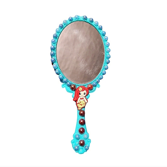 Ariel Mermaid Disney Handheld Girls Makeup Mirror Embellished Custom Decorated - Picture 4 of 4